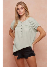 Load image into Gallery viewer, THE LAYA DROP SHOULDER WASHED TOP - green tea