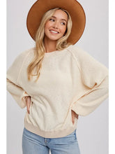 Load image into Gallery viewer, THE AMBER REVERSE SEAM BOUCLE PULLOVER TOP - cream