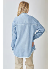 Load image into Gallery viewer, THE VALARIE FRAYED DENIM SHIRT - lt wash