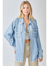 Load image into Gallery viewer, THE VALARIE FRAYED DENIM SHIRT - lt wash