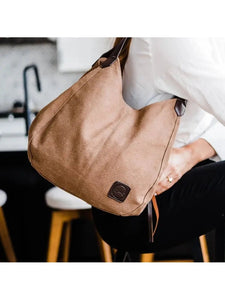 THE ANNISTON CANVAS HOBO BAG - brown