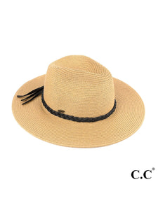 CC STRAW HAT W/ BLACK BELT - natural