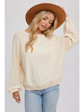 Load image into Gallery viewer, THE AMBER REVERSE SEAM BOUCLE PULLOVER TOP - cream