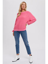 Load image into Gallery viewer, THE AMBER REVERSE SEAM BOUCLE PULLOVER TOP - pink