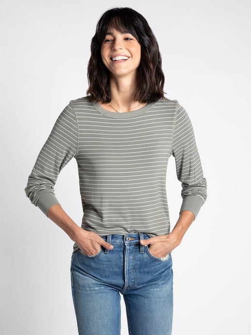 THE STACY PERFECT L/S TOP - olive striped