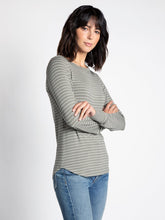 Load image into Gallery viewer, THE STACY PERFECT L/S TOP - olive striped