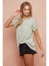 Load image into Gallery viewer, THE LAYA DROP SHOULDER WASHED TOP - green tea