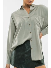 Load image into Gallery viewer, THE GABBY RAYON BLEND BUTTON DOWN TOP - dusty sage