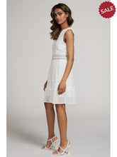 Load image into Gallery viewer, THE SUSIE SWISS DOT LACE DEEP V DRESS - white