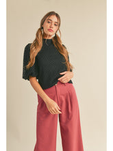 Load image into Gallery viewer, THE GINNY BUBBLE SLEEVE MOCKNECK TOP - black