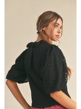 Load image into Gallery viewer, THE GINNY BUBBLE SLEEVE MOCKNECK TOP - black