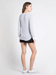 THE STACY PERFECT L/S TOP - white striped