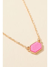 Load image into Gallery viewer, Hexagon Druzy Stone Charm Short Necklace