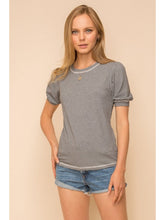 Load image into Gallery viewer, THE NATALIE PINSTRIPE PUFF SHORT SLEEVE TOP