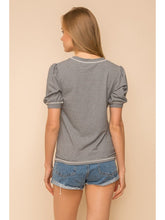 Load image into Gallery viewer, THE NATALIE PINSTRIPE PUFF SHORT SLEEVE TOP
