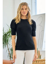 Load image into Gallery viewer, THE BRIT PLEAT SHIRRING SLEEVE TOP - black