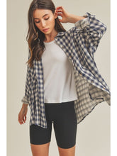 Load image into Gallery viewer, THE HEIDY COTTON PLAID BUTTON DOWN - navy