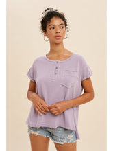 Load image into Gallery viewer, THE JILL GARMENT WASHED HENLEY SHIRT - lilac