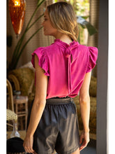 Load image into Gallery viewer, THE DAPHNE FAUX SUEDE RUFFLE SLEEVE TOPS - magenta
