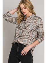 Load image into Gallery viewer, THE GLENNA GIRLFRIEND FIT PLAID SHIRT - taupe