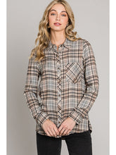 Load image into Gallery viewer, THE GLENNA GIRLFRIEND FIT PLAID SHIRT - taupe