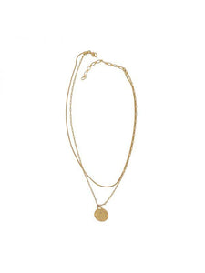 THE TWO ROW CHAIN & PENDANT NECKLACE -gold