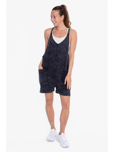 THE GABBY MINERAL WASH LOUNGE ROMPER - black