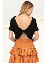 Load image into Gallery viewer, THE NYLA CROP OPEN BACK TOP - black