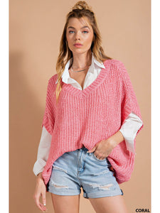 THE VERONICA V-NECK SWEATER - pink