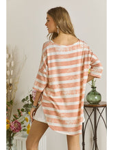 Load image into Gallery viewer, THE TRISH STRIPED V NECK DOLMAN TOP - papaya