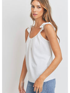 THE ASHLEY CRINKLE WOVEN TANK TOP - ivory
