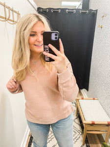 THE ALICIA V NECK THERMAL TOP - storm pink