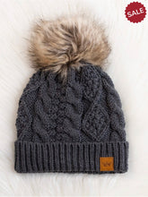 Load image into Gallery viewer, THE CABLE KNIT WINTER STOCKING HAT - grey