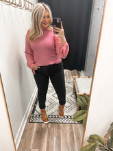 Load image into Gallery viewer, THE ZURI CHIFFON SLEEVE MOCKNECK SWEATER - pink