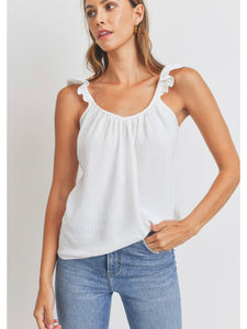 THE ASHLEY CRINKLE WOVEN TANK TOP - ivory
