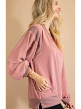 Load image into Gallery viewer, THE JOANIE MIXED FABRIC FLEECE TOP
