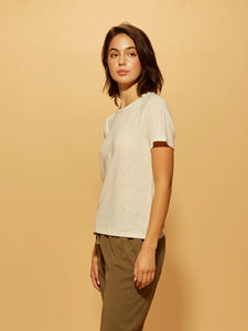 THE LOLLY LINEN BLEND PERFECT TEE - cream