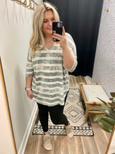 Load image into Gallery viewer, THE TRISH STRIPED V NECK DOLMAN TOP - heather grey