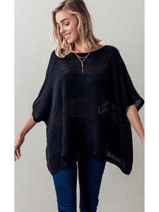 THE KENNEDI EASY OPEN KNIT PONCHO SWEATER - black