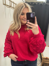 Load image into Gallery viewer, THE PAYTON BUBBLE SLEEVE SWEATER - berry