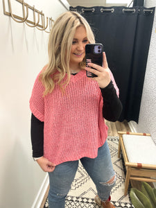 THE VERONICA V-NECK SWEATER - pink
