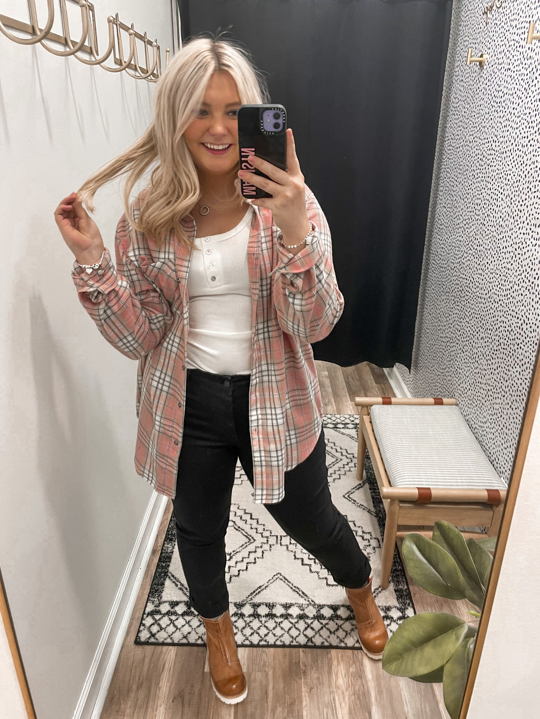 THE DREAMY PLAID SHIRT - dusty pink