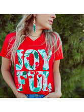 Load image into Gallery viewer, THE JOYFUL GRAPHIC V NECK TEES