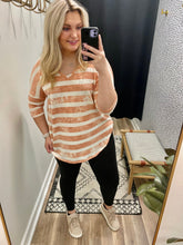 Load image into Gallery viewer, THE TRISH STRIPED V NECK DOLMAN TOP - papaya