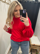 Load image into Gallery viewer, THE JOYCE BALLOON SLEEVE LIGHTWEIGHT SWEATERS - red