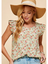 Load image into Gallery viewer, THE WHITNEY RUFFLE SLEEVE TOP - sage