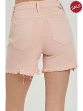 Load image into Gallery viewer, THE LEAH DISTRESSED STRETCH HI RISE DENIM SHORTS-blush pink