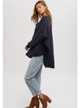 Load image into Gallery viewer, THE LARK HENLEY COTTON GAUGE TUNIC - navy