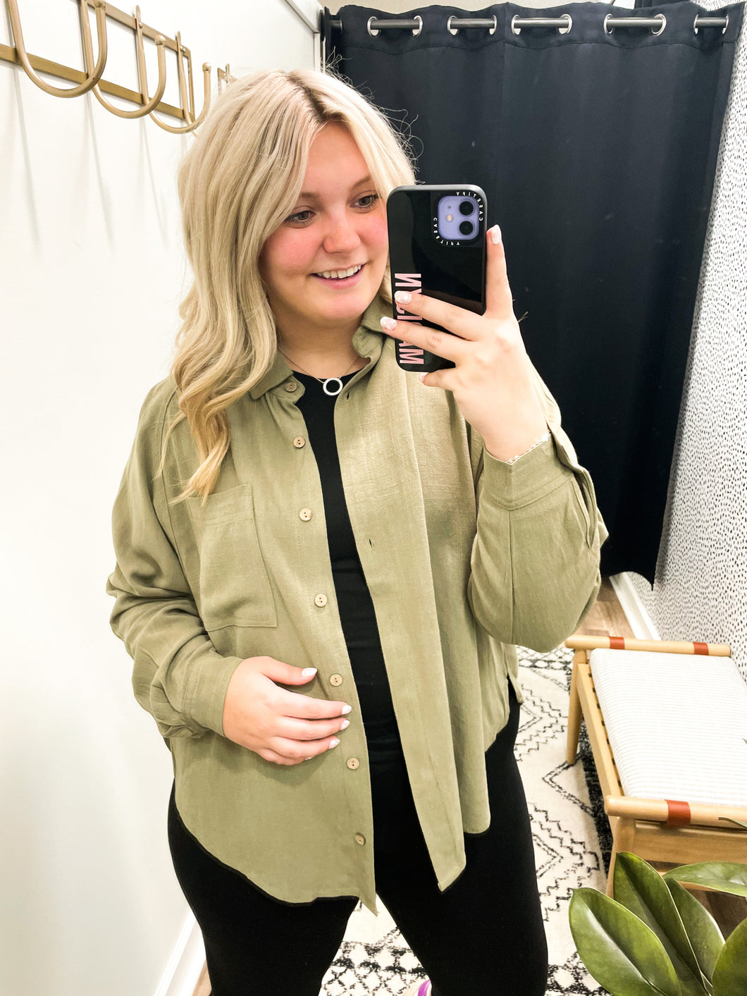 THE BRE PERFECT SPRING BUTTON DOWN - olive